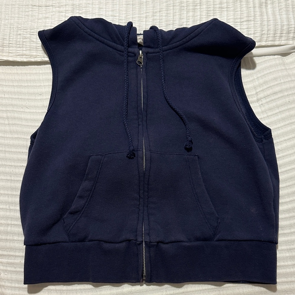 Hippie Rose Navy Sleeveless Kids Hoodie